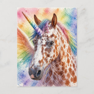 Fantasy-Surreal-Appaloosa-Einhorn-Pegasus  Postkarte