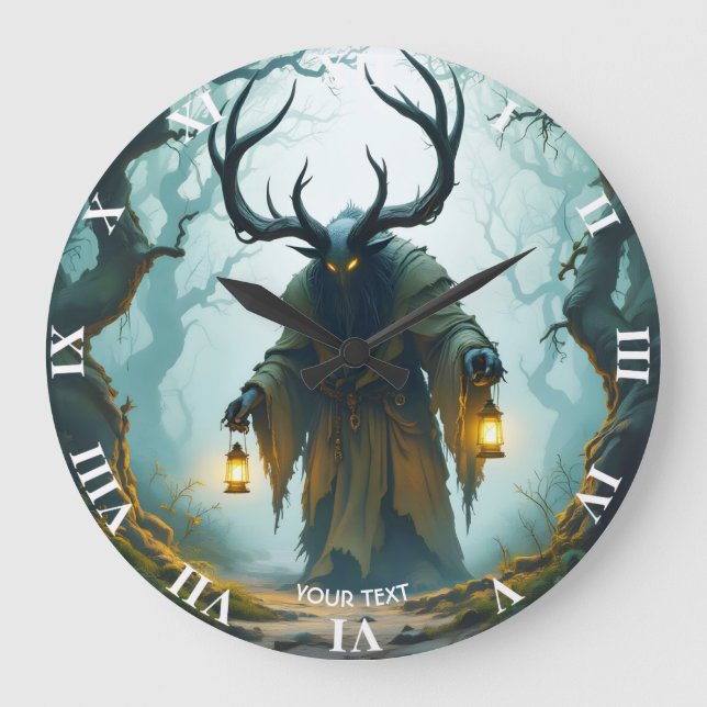 Fantasy Süß Kolossaler Schattiger Behemoth Große Wanduhr (Vorderseite)