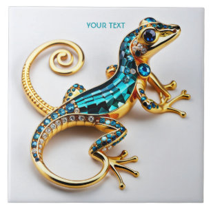 Fantasy Süß Lebendig Art Deco Gecko Fliese