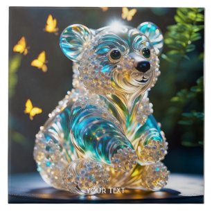 Fantasy Süß Lebendig Glas Blau Bär Fliese