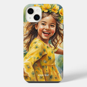 Fantasy Süß Lebendig Mädchen Blumen Regen iPhone 14 Plus Hülle