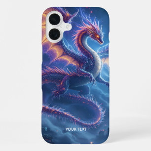 Fantasy süße blaue Drachenstadt iPhone 16 Plus Hülle