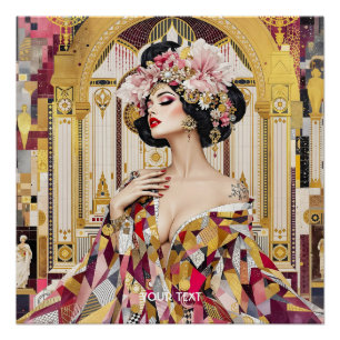 Fantasy Süße Dame Art Deco Poster