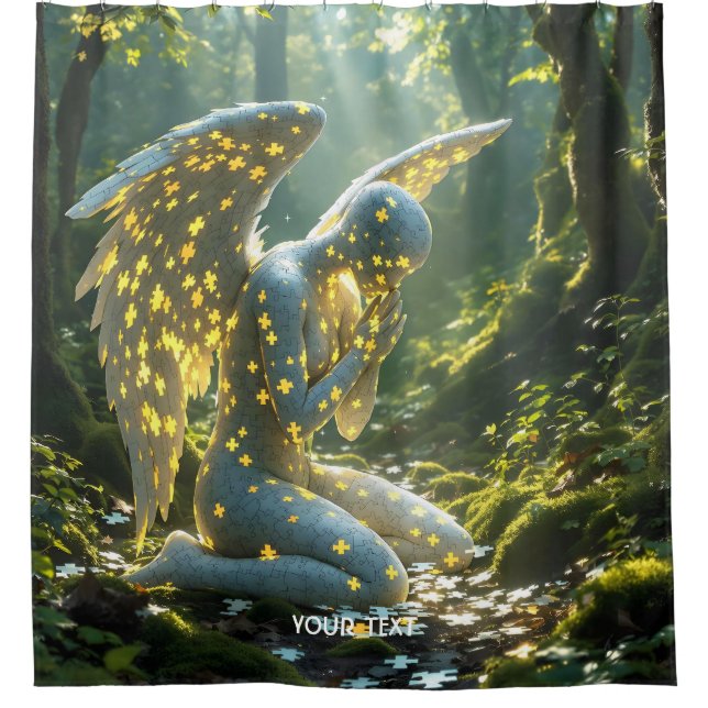 Fantasy Süße Engel-Puzzlefigur Duschvorhang (Vorderseite)