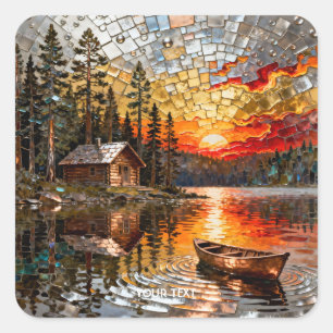 Fantasy Süße geprägte Metall-Landschaft Quadratischer Aufkleber