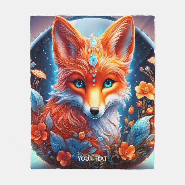 Fantasy Süße Lebendige Glas-Fuchs-Blumen Fleecedecke (Vorderseite)