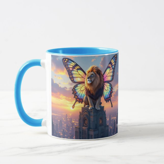 Fantasy Süße Löwe Schmetterlingsflügel Tasse (Links)