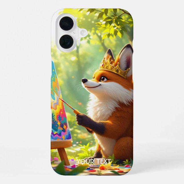 Fantasy Süße Malerei König Fuchs iPhone 16 Plus Hülle (Rückseite)