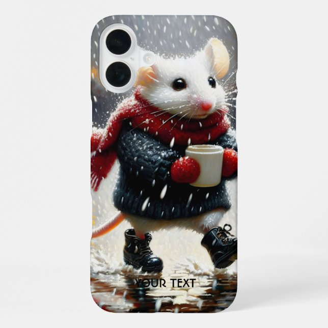Fantasy Süße Maus Kaffee Mantel iPhone 16 Plus Hülle (Rückseite)