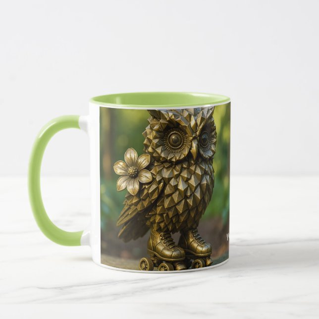 Fantasy Süße Messing-Eulen-Rollerblades Tasse (Links)