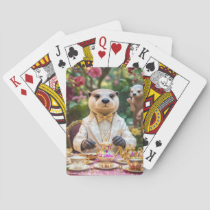 Fantasy süße Otter-Teeparty Spielkarten