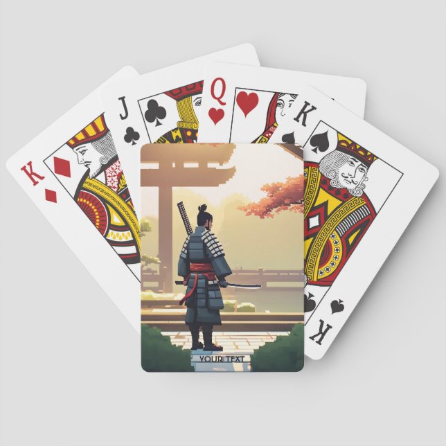 Fantasy Süße Pixel Art Samurai Spielkarten (Rückseite)