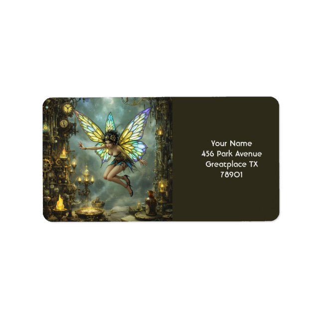 Fantasy Süße Pixie Schmetterlingsflügel Adressaufkleber (Vorne)