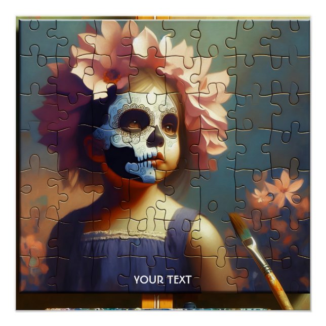 Fantasy Süße Puzzle Mädchen Blumen Poster (Vorderseite)
