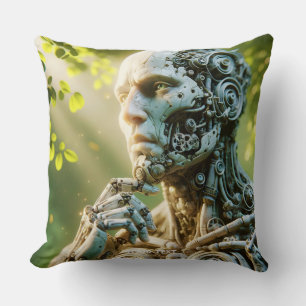 Fantasy Süße Robotergesicht-Skulptur Kissen