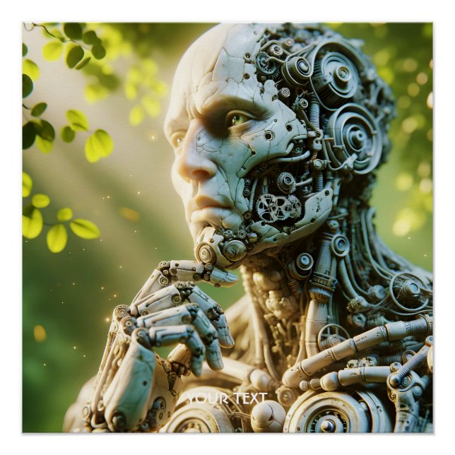 Fantasy süße Robotergesicht-Skulptur Poster (Vorderseite)