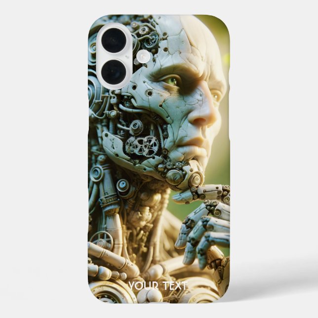 Fantasy Süße Robotergesichtsskulptur iPhone 16 Plus Hülle (Rückseite)