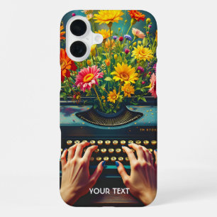 Fantasy Süße Schreibmaschine Blumen Hände iPhone 16 Plus Hülle
