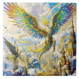 Fantasy Süße Steampunk-Greif-Stadt Fliese