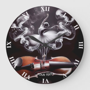 Fantasy Süße Tanzende Ballerina Violine Große Wanduhr