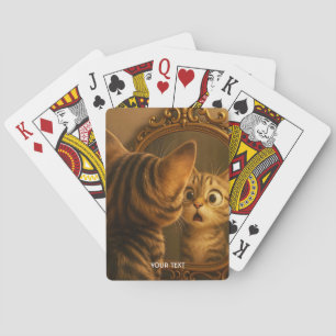 Fantasy Süße Überraschte Katze Spiegel Spielkarten