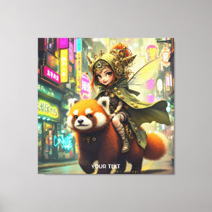 Fantasy Süße Wilde Panda-Fahrt Leinwanddruck