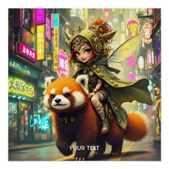 Fantasy Süße Wilde Panda-Fahrt Poster (Vorderseite)