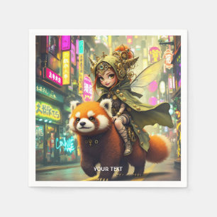 Fantasy Süße Wilde Panda-Fahrt Serviette