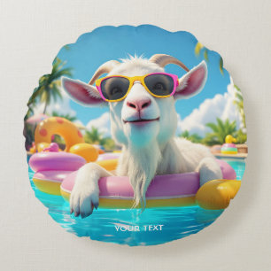 Fantasy Süße Ziege Schwimmbrille Rundes Kissen