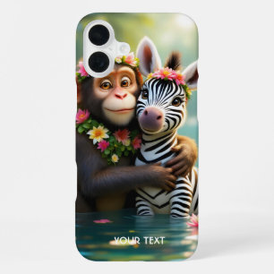 Fantasy Süßer Affe Zebra Umarmen iPhone 16 Plus Hülle