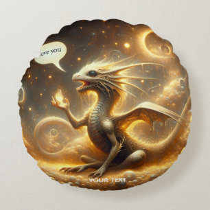 Fantasy Süßer Baby-Drache Liebe Rundes Kissen