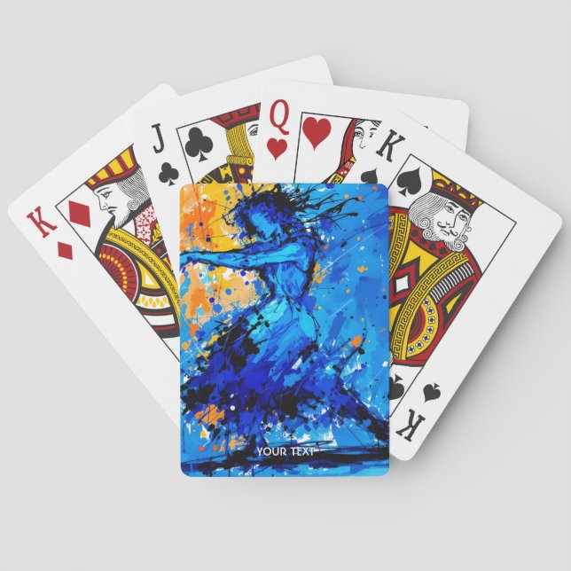 Fantasy Süßer Blauer Oranger Tänzer Spielkarten (Rückseite)