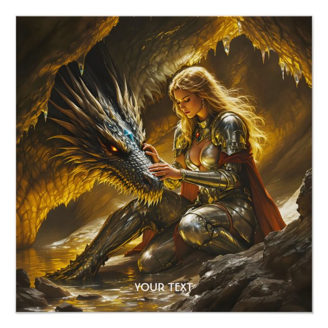 Fantasy Süßer Drache Weiblicher Krieger Poster (Vorderseite)