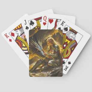 Fantasy Süßer Drache Weiblicher Krieger Spielkarten