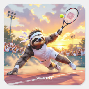 Fantasy Süßer Faultier spielt Tennis Quadratischer Aufkleber