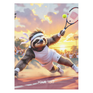 Fantasy Süßer Faultier spielt Tennis Tischdecke