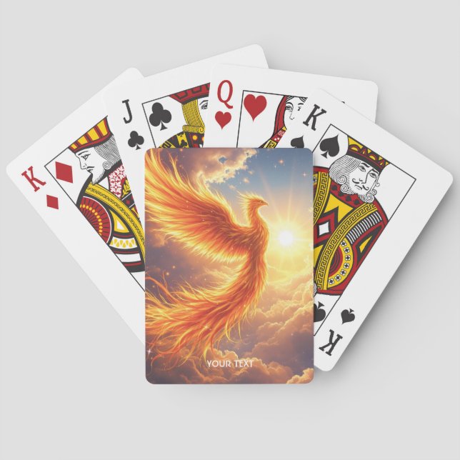 Fantasy Süßer Flammender Phönix Erhebt Sich Spielkarten (Rückseite)