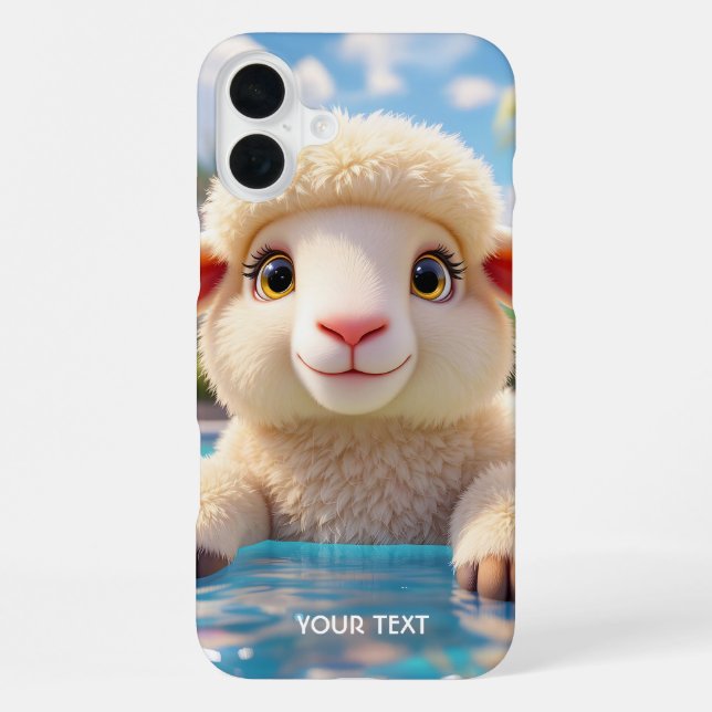 Fantasy Süßer Glücklicher Schafpool iPhone 16 Plus Hülle (Rückseite)