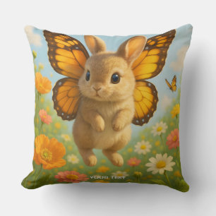 Fantasy Süßer Hase Blumen Flügel Kissen