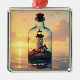 Fantasy Süßer Leuchtturm In Flasche Ornament Aus Metall