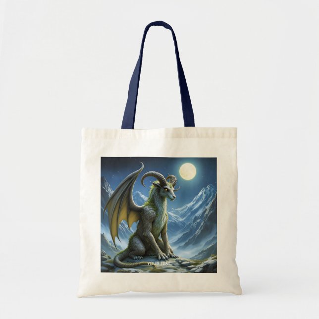 Fantasy Süßer Mythischer Widderdrache Tragetasche (Vorne)
