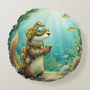 Fantasy Süßer Otter Steampunk-Anzug Rundes Kissen