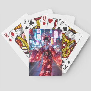 Fantasy Süßer Roter Cyber Kimono Spielkarten