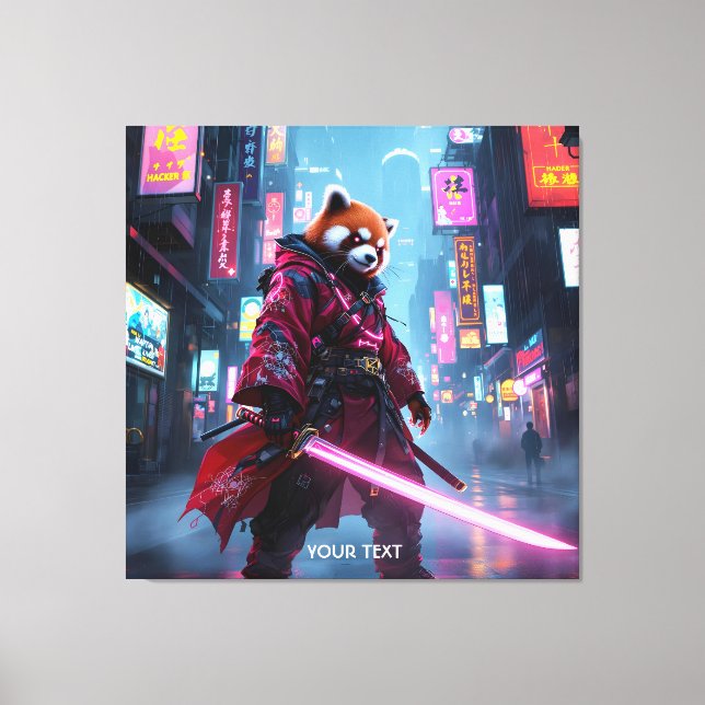 Fantasy Süßer Samurai Roter Panda Leinwanddruck (Vorderseite)