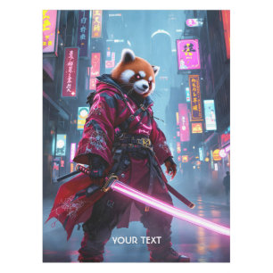 Fantasy Süßer Samurai Roter Panda Tischdecke