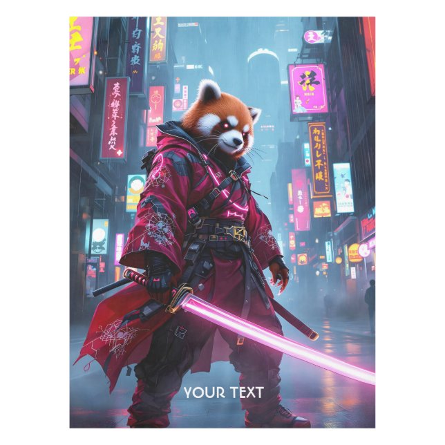 Fantasy Süßer Samurai Roter Panda Tischdecke (Vorderseite)