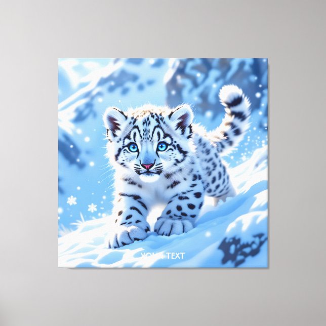 Fantasy Süßer Schneebaby Leopard Leinwanddruck (Vorderseite)
