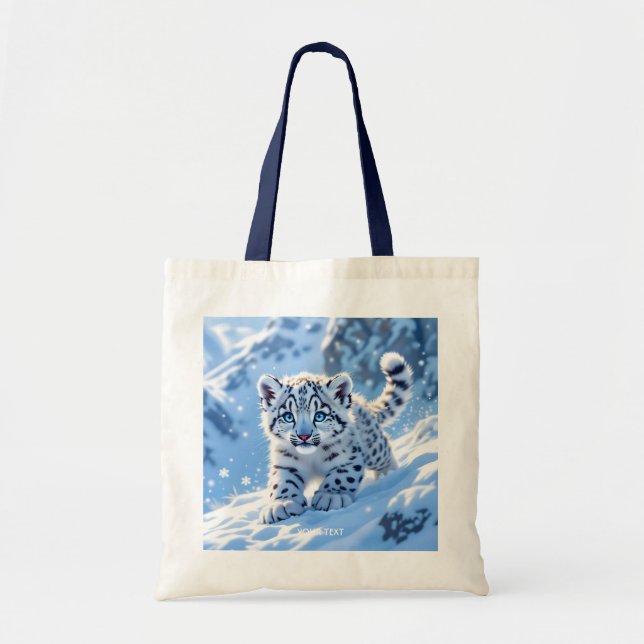 Fantasy Süßer Schneebaby Leopard Tragetasche (Vorne)