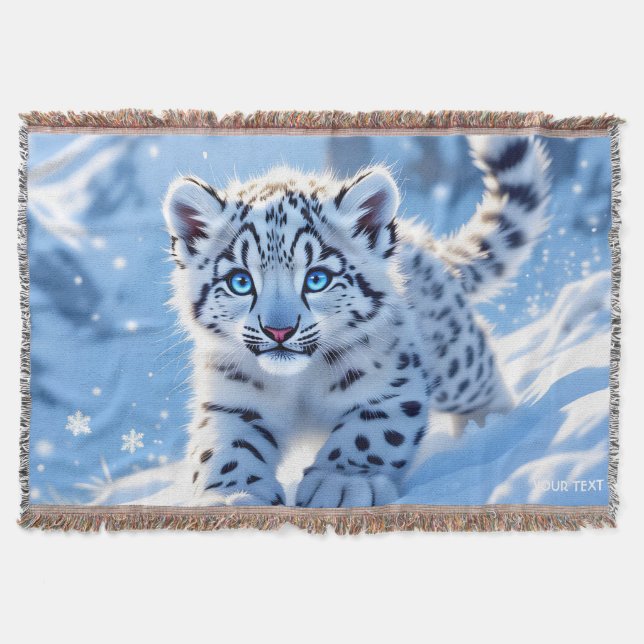 Fantasy Süßer Schneeleopard Decke (Vorderseite)