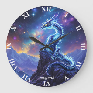 Fantasy Süßer Sternenlicht-Drachenschimmel Große Wanduhr